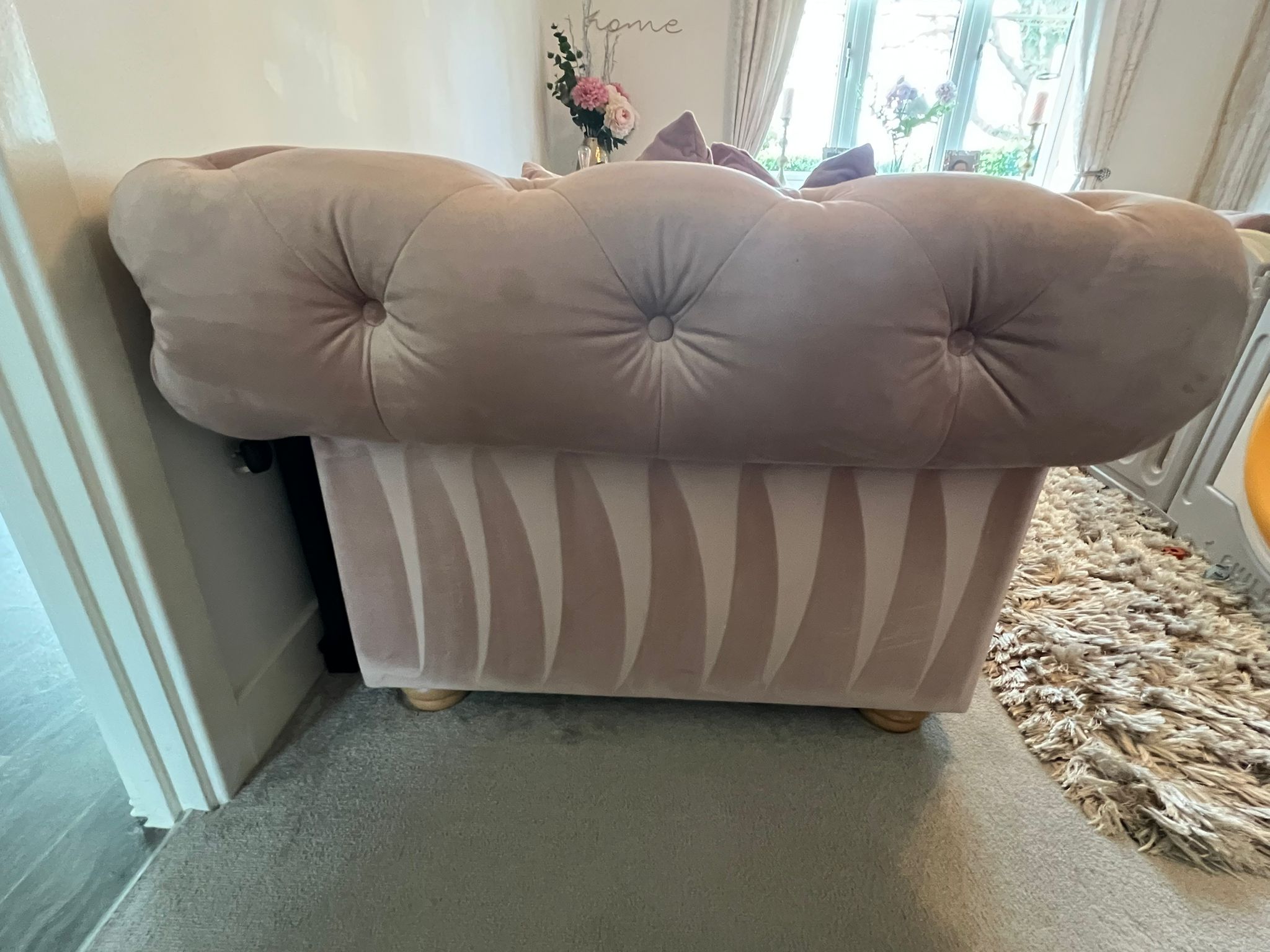 DFS Belair Velvet 3 Seater Sofa in Blush