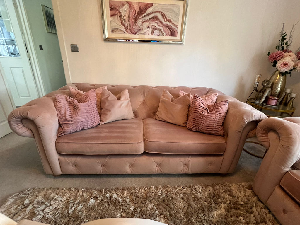 DFS Belair Velvet 3 Seater Sofa in Blush