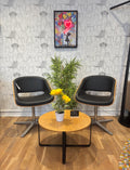 OrangeBox Halo Walnut Black Leather Swivel Chair