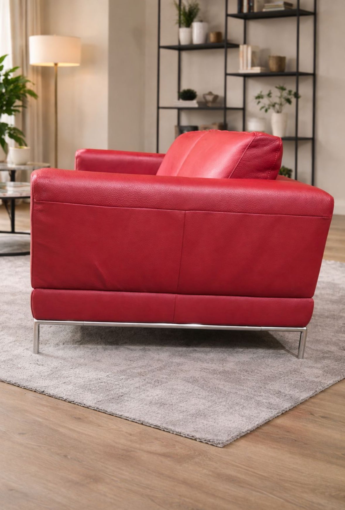 Red Leather Sofa (Used)