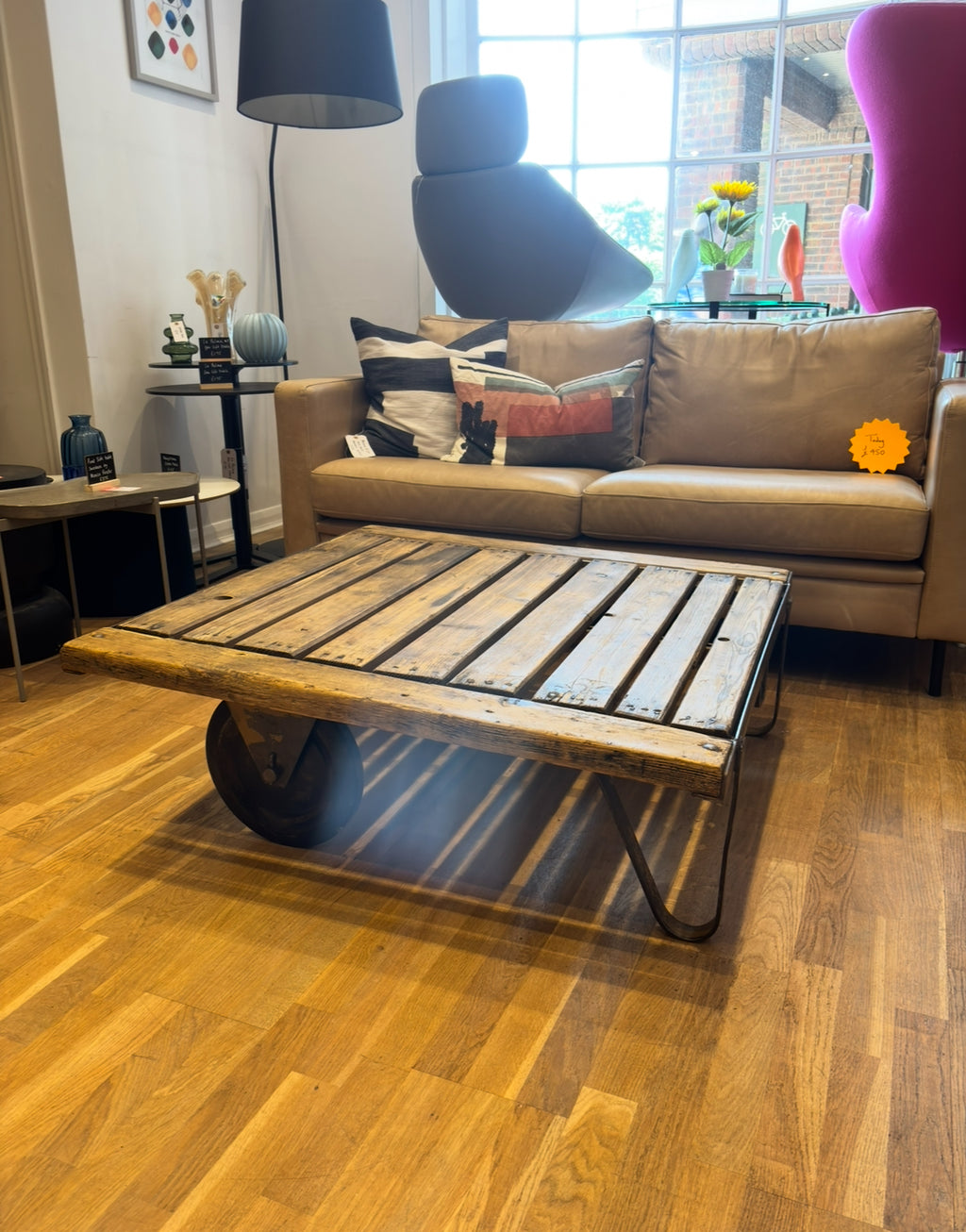 Rustic Industrial Wooden Coffee Table