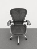 Herman Miller Aeron Classic with Polished aluminium Frame + Leather Arm Pads (Fully Loaded) Size C (Refurbished)