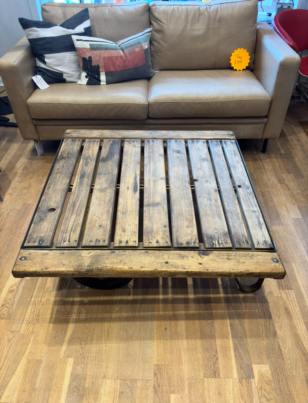 Rustic Industrial Wooden Coffee Table