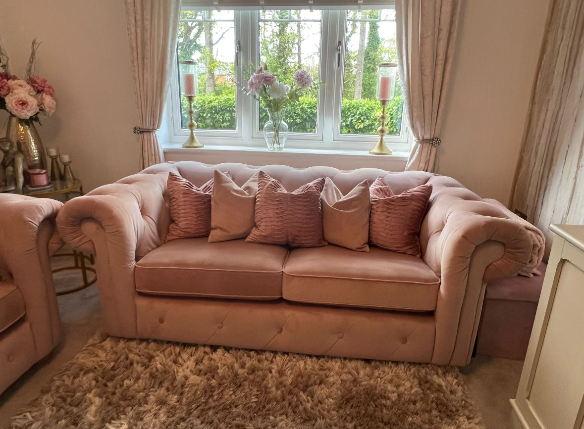 DFS Belair Velvet 2 Seater Sofa in Blush (Used)