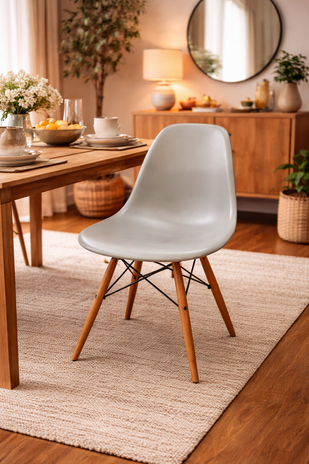 Vitra Eames RE DSW Dining Chair in Light Grey (Used)